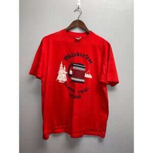 Vintage Oktoberfest Shirt Colorado Springs Red Graphic Beer Tee 80s 1981 Large